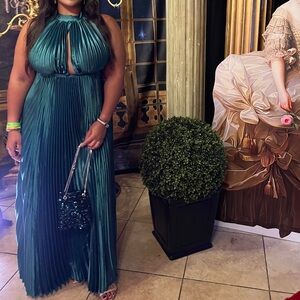 Luxxel Teal Pleated Maxi Dress